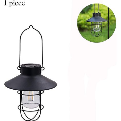 Lanternes solaires d'extérieur, lampe solaire suspendue, décoration de jardin, lanterne solaire de jardin en métal, ampoule Edison (1/5)