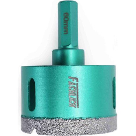 Couronne diamant 60mm pour carrelage, granit, marbre, avec queue hexagonale (1/5)