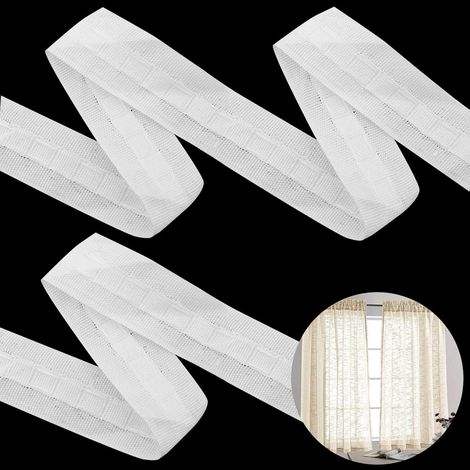Rufflette pour Rideaux,Ruban Fronceur pour Rideau 30M x 2,5CM Rufflette pour Rideaux Galon Fronceur,Universel Ruban Plissé pour Rideau Blanc (1/5)