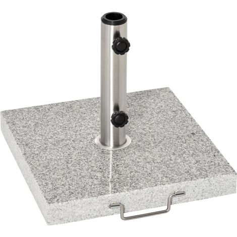 Pied de Parasol en Acier Inoxydable avec Poignées, Semi‑Circulaire, Support et Poids pour Parasols Ø 3,8‑Ø 4,8 cm, pour Balcon, Terrasse, Jardin, Gris