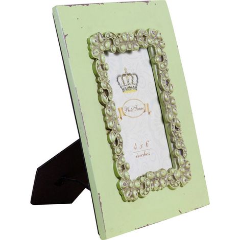 Set 2 Vertical / horizontal made antiqued green finish sized photo holder