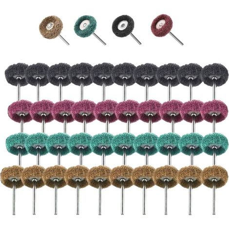 40 Pièces Kit Polissage Perceuse, Accessoires Polissage Abrasif de 25mm Outils Rotatifs Dremel, Grain 120/180/320/400, Accessoires de Polissage pour Bois Calcul Bijoux Plaque de Cadran