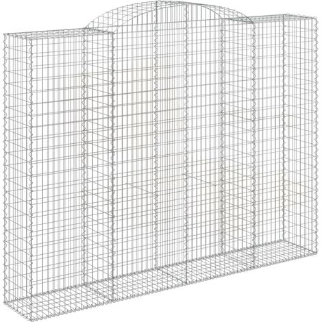 Gavión cesta jaula valla muro de contención arqueado 300 x 50 x 220/240 cm hierro galvanizado Plata 020040064