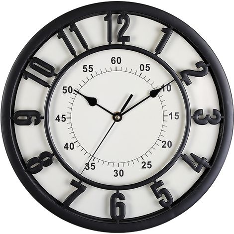 Horloge murale de 30 cm (12 pouces) pour chambre, horloge murale rétro européenne, horloge pour salon, horloge de porche, horloge murale pour la maison, intérieur, trotteuse silencieuse, horloge mural (1/5)