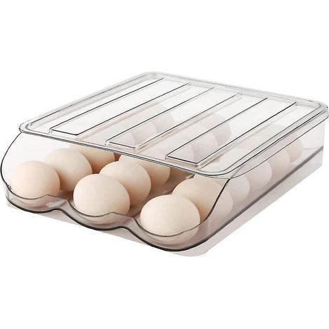 Boîte de rangement pour œufs à un étage avec couvercle, à roulement automatique, pour réfrigérateur. (1/5)
