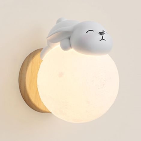 Lampe murale globe, applique murale en résine de dessin animé avec abat-jour sphérique en acrylique, applique murale d’éclairage décoratif pour chambre d’enfant, douille G9, appliques murales simples
