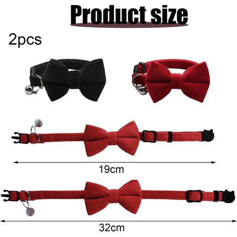 Collier pour chat avec nœud papillon, réglable et confortable avec clochette (1/5)