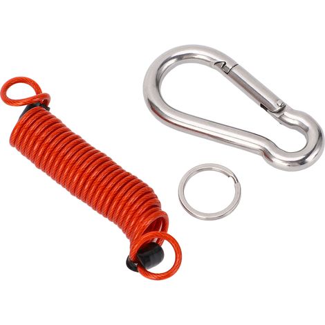 Ortviai Câble de frein d'urgence pour remorque – Acier inoxydable 304, crochet de sécurité 8x80 mm, couleur rouge (1/5)
