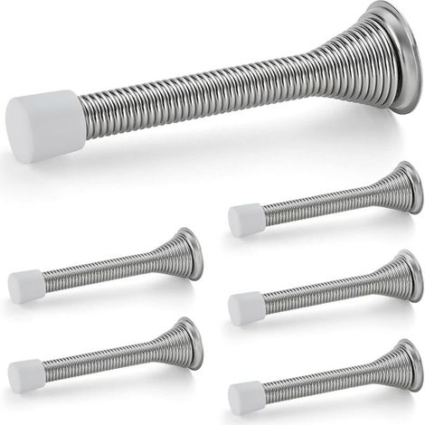 Türstopper, 6er-Set, gefedert mit Gummipuffer, in Nickel satiniert für den unteren Teil der Tür (1/5)