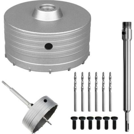 Scie à Cloche Trépan Ø130 mm, Mèche de forage en béton avec manche rond de 220 mm SDS Plus, Forage Outils de Noyau Creux Trépan de