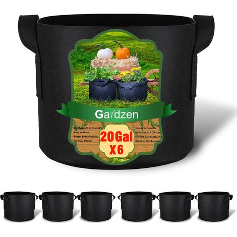 Gardzen Lot de 6 Sacs de Culture de 78 litres, Pots en Tissu aéré avec poignées, Pots en Tissu Robuste pour Plantes (1/5)