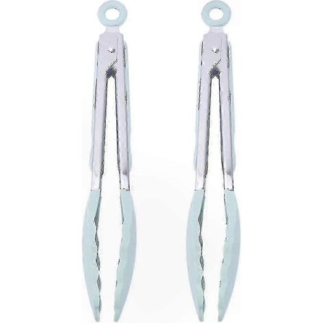 Pinces de cuisine en acier inoxydable avec embouts en silicone, ensemble de 2 pièces, vert clair (1/5)