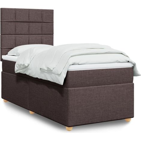 Boxspringbett mit Matratze Dunkelbraun 90x190 cm Stoff vidaXL