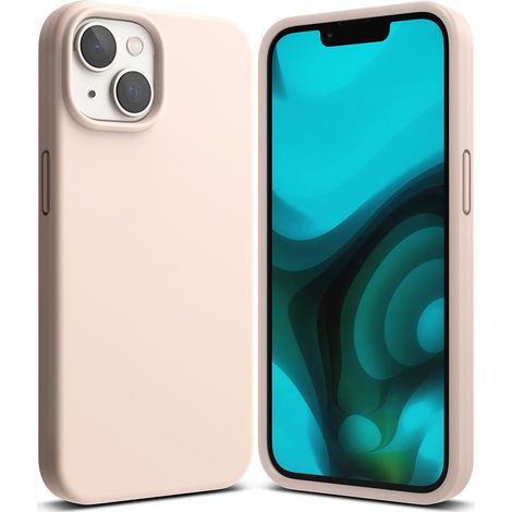 Custodia flessibile in silicone per iPhone 14 Plus 6.7'', colore rosa sabbia. (1/3)