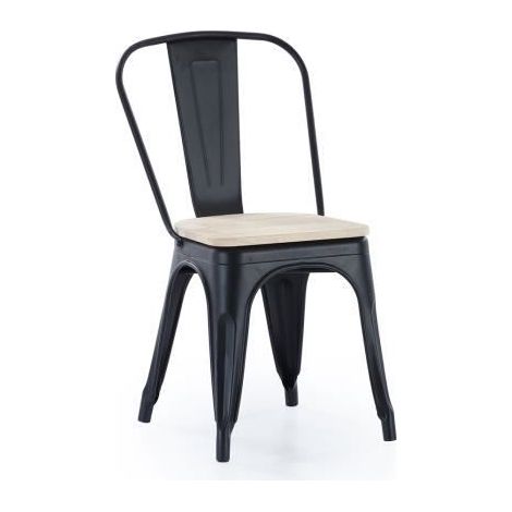 Lot de 4 chaises de salle à manger - JUANIO - Noir - Style industriel - Pieds en métal (1/4)