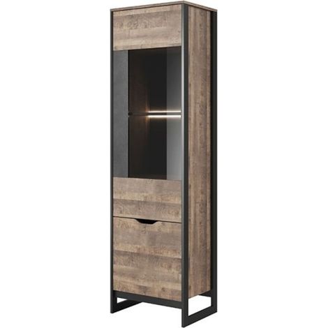 Tendencio – Vitrine industrielle 1 porte Ardan – Bois contreplaqué – Dimensions 56,2x39,6x194,4 cm – Fabrication européenne