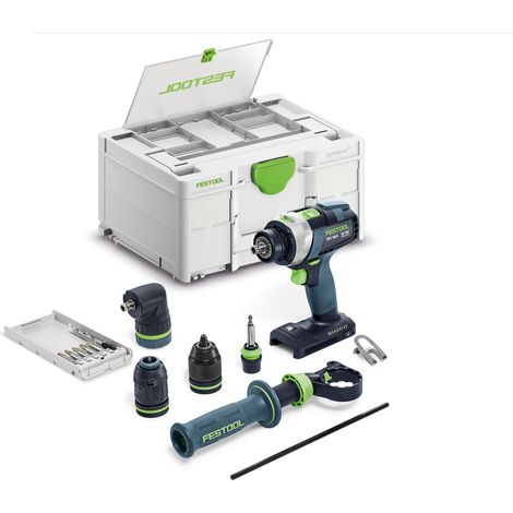 Festool Perceuse-visseuse à percussion sans fil QUADRIVE TPC 18\/4 Basic-Set\/XL avec 4 embouts et accessoires, sans batterie ni chargeur en Systainer