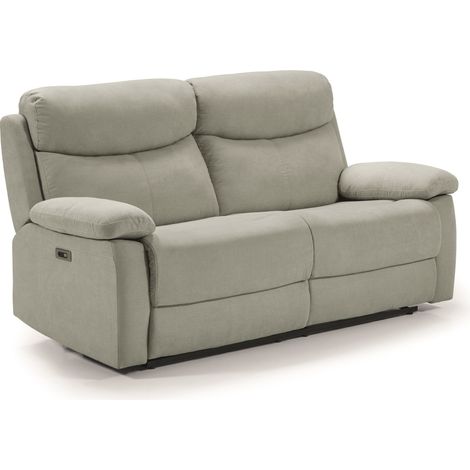 Ensemble canapé 3 places, 2 relax électriques + canapé de 2 places fixe en tissu couleur Gris perle (1/5)