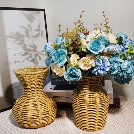 Vase de bureau japonais tissé à la main,simulation de mariage,panier d'arrangement de fleurs décoratif,panier de vase pour maison (1/4)