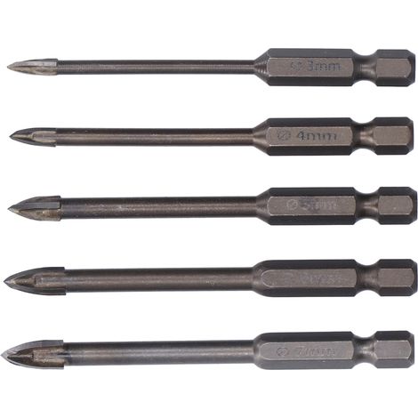 Lot de 5 forets hexagonal 1/4 po carbure multi-usage perçage mur béton carrelage granit (1/5)