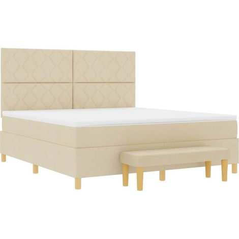 Letto a molle con cuscino Crema 200 x 180 cm Tessuto vidaXL (1/5)