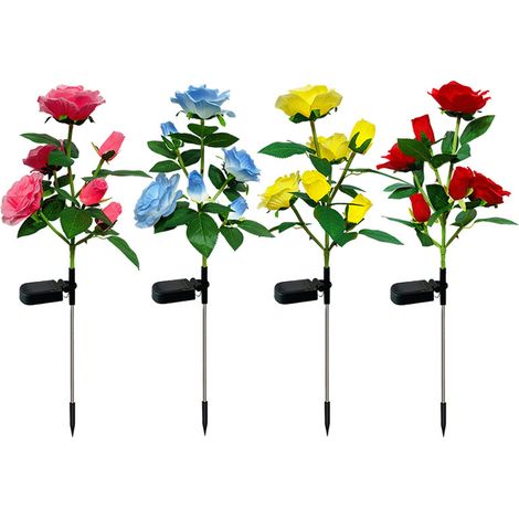 Solarbetriebene Gartenleuchte mit LED-Beleuchtung, 6 dekorativen Rosen, IP65 wasserdicht, ideal für Terrasse, Einfahrt, Hof, Garten und Rasen. (1/3)
