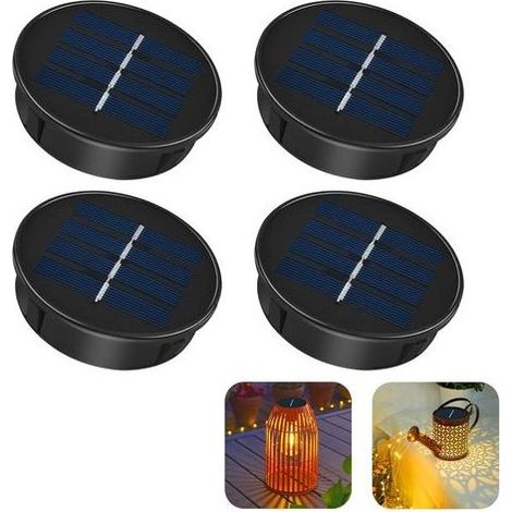 Lot de 4 panneaux solaires de rechange pour lampes solaires à LED de 8 cm de diamètre pour lanternes d'extérieur, construction en fer, couvercle d'ampoule chaud, panneau de rechange pour lampes de [Cl (1/4)