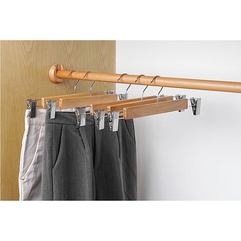 10 Cintres 32cm Antidérapants Pinces pour Pantalons (1/3)