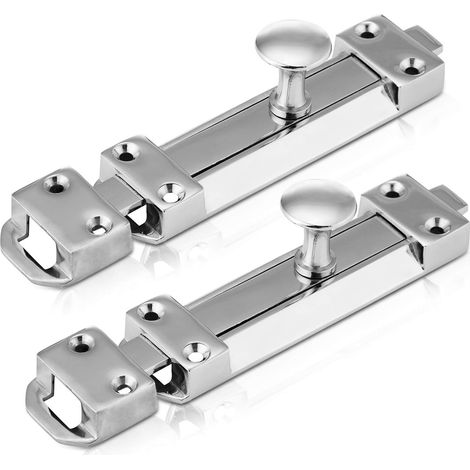 pênes dormants chromés poli serrure porte coulissante à montage en surface 100 mm lot de 2 (1/3)