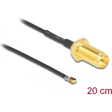 Delock Antena Cable RP-SMA mampara hembra a MHFÂ® 4L LK macho 1.37 20 cm longitud de hilo 10 mm