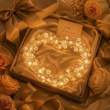Guirlande lumineuse à perles LED de 5 m - Fonctionne avec piles - Blanc chaud - Pour Noël, mariage, décoration de fête (1/5)