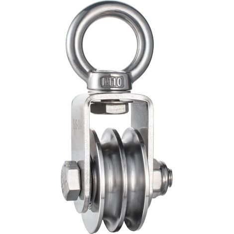 Edelstahl Doppelrolle mit Kugellager - 1100 lb Tragkraft für Flaschenzug und Hebesysteme - Drehbare Umlenkrolle mit Seilführung (1 Stück)