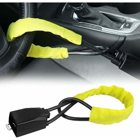 (Yellow) Car Anti-Theft Steering Wheel Lock, Car Security, Universal Anti-Theft Protection for Motorhomes, Vans, Trucks and SUVs, Sturdy, Universal Fit, 2 Keys
