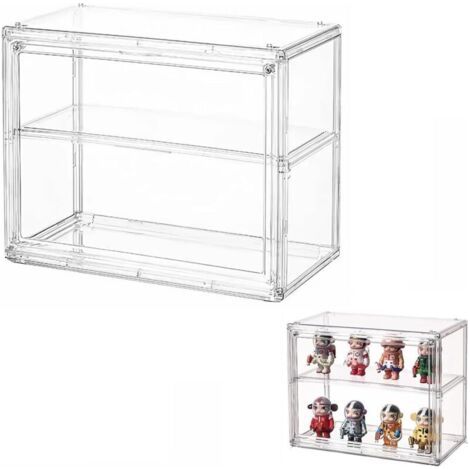 Boîte d’affichage en acrylique transparent double couche pour figurines POP, Funko POP, mini-figurines et objets de collection – Dimensions : 27 x 22 x 13 cm – Idéale pour exposition, protection et pe (1/4)