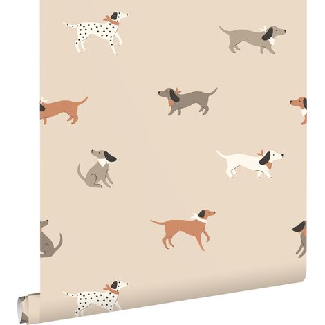 papier peint chiens terracotta et marron - ESTAhome (1/5)