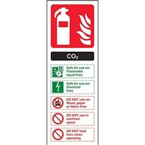 Panneau extincteur, carte d'identité de CO2, autocollant, Portrait, 100 mm x 280 mm, noir/vert/rouge (1/3)