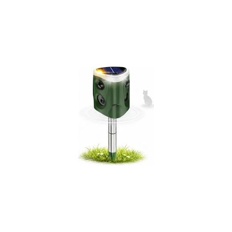 Répulsif à ultrasons pour animaux de jardin et extérieur – Solaire et USB, répulsif à 360° pour chats et martres avec 3 capteurs PIR, 5 modes, alarme et flash LED, étanche IP66 (1/5)