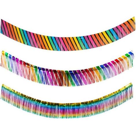 1 Rideau de pluie, bordure argentée dégradée, arc-en-ciel, décoration murale, fête d'anniversaire, Halloween (1/5)