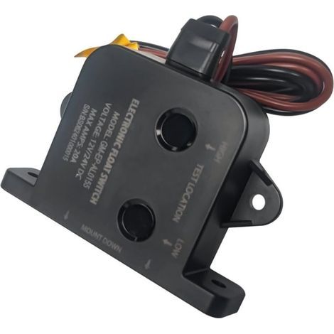Interrupteur à flotteur automatique pour pompe de cale marine, DC 12 V/24 V, capteur de niveau d'eau avec détection intelligente pour bateaux, aquariums et fontaines, noir (1/5)