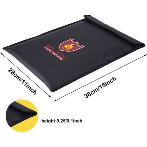 Sac Ignifuge - Double Face - Pour Batteries Lipo Documents Et Objets De Valeur - 38 X 28 Cm - 1 Pièce (1/5)