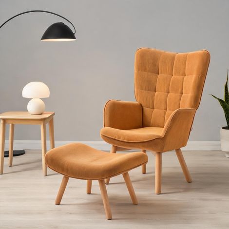 Fauteuil coloris marron en kord 72 x 80 x 101 cm (1/5)