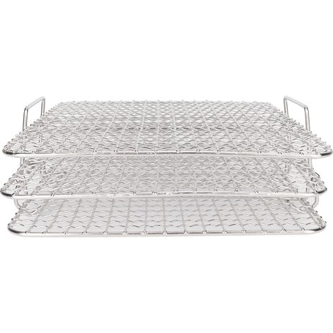 Panier vapeur empilable en acier inoxydable, ensemble de 3 pièces, pour accessoires de friteuse à air, 25 x 21,2 cm (1/5)