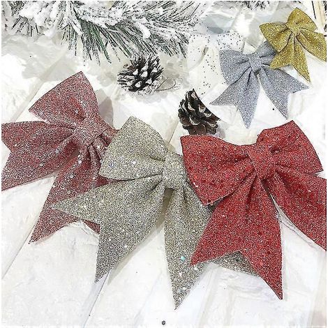 Weihnachtsbaumspitze mit Schleife, beleuchtet, 12 x 15 cm-2pcs-Champagne