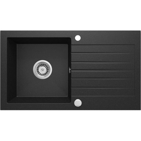 Lavello cucina in granito con 1 vasca e gocciolatoio 76x44 cm grafite metalizzata - Zeno