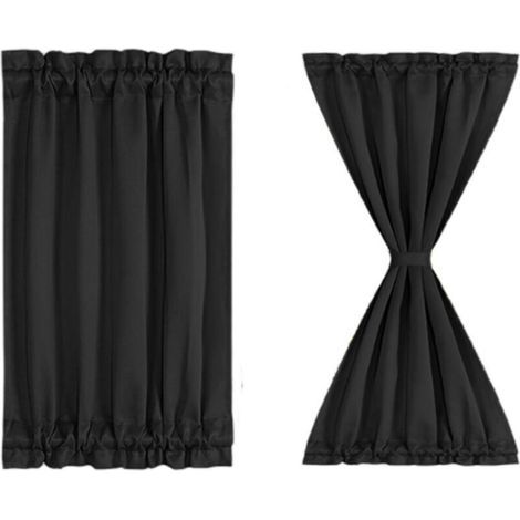 Lot de 2 rideaux occultants à passe-tringle coulissant pour porte. noir. 63.5 x 101.6 cm (1/4)