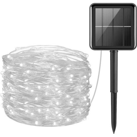 MINKUROW Solar-Lichterkette für den Außenbereich, 22 m/200 LED Solar-Lichterkette, 8 Beleuchtungsmodi, zur Dekoration von Weihnachten, Schlafzimmer, Gartenparty (weiß) (1/5)