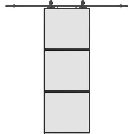 Maison Exclusive - Schiebetür mit Beschlag Schwarz 76x205 cm Hart