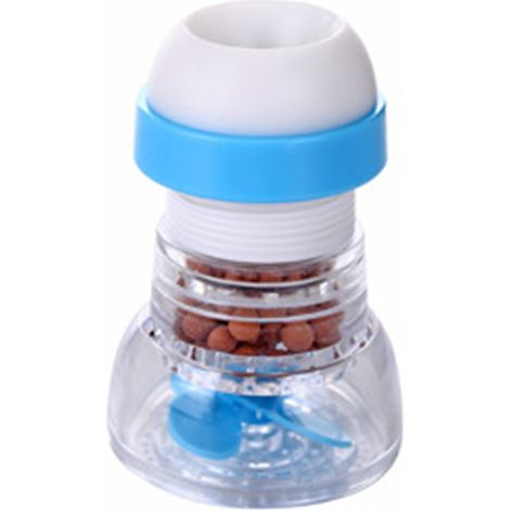Pommeau de douche pour robinet rotatif 360° antiéclaboussures avec filtre et pierres médicales pliant télescopique PP bleu (1/4)