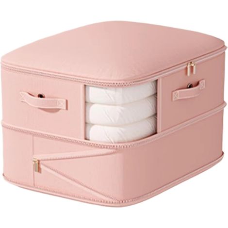 Bolsa de almacenamiento autocompresible de doble capa con cremallera para ahorrar espacio en la ropa de cama, colchones y almohadas.