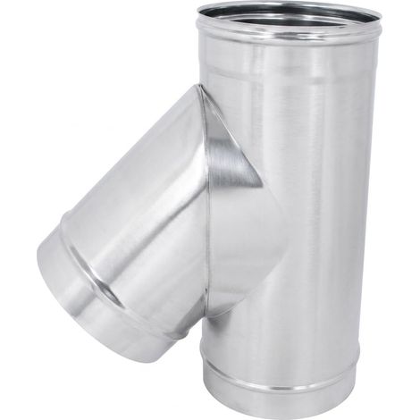 MAKA Raccordo a T 135° Braga per Canna Fumaria in Acciaio Inox, Raccordo Inclinato Monoparete per Stufa a Legna Pellet e Caldaia AISI 304 Ø 220 mm (1/5)